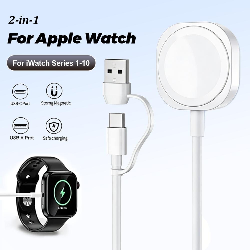 Magnetic Charging Cable - 2in1 マグネット式ワイヤレスUSB A急速充電器 タイプC充電ケーブル Apple Watchシリーズ11
