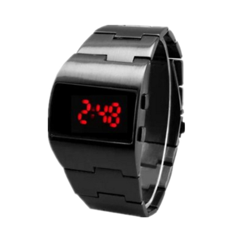 Electronics Gadgets For Men - 男性用デジタル時計、ステンレス鋼ブレスレット、電子腕時計、黒のジュエリーギフト