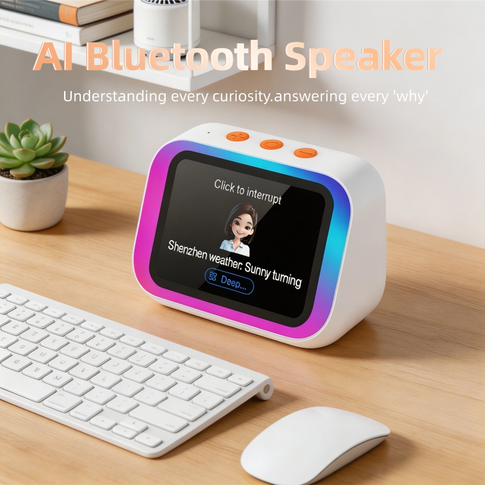 Electronics For Home - AI Bluetoothスピーカー5.4 AI音声アシスタントHDタッチスクリーンディスプレイ電子アルバム目覚まし時計ハンズフリー通話