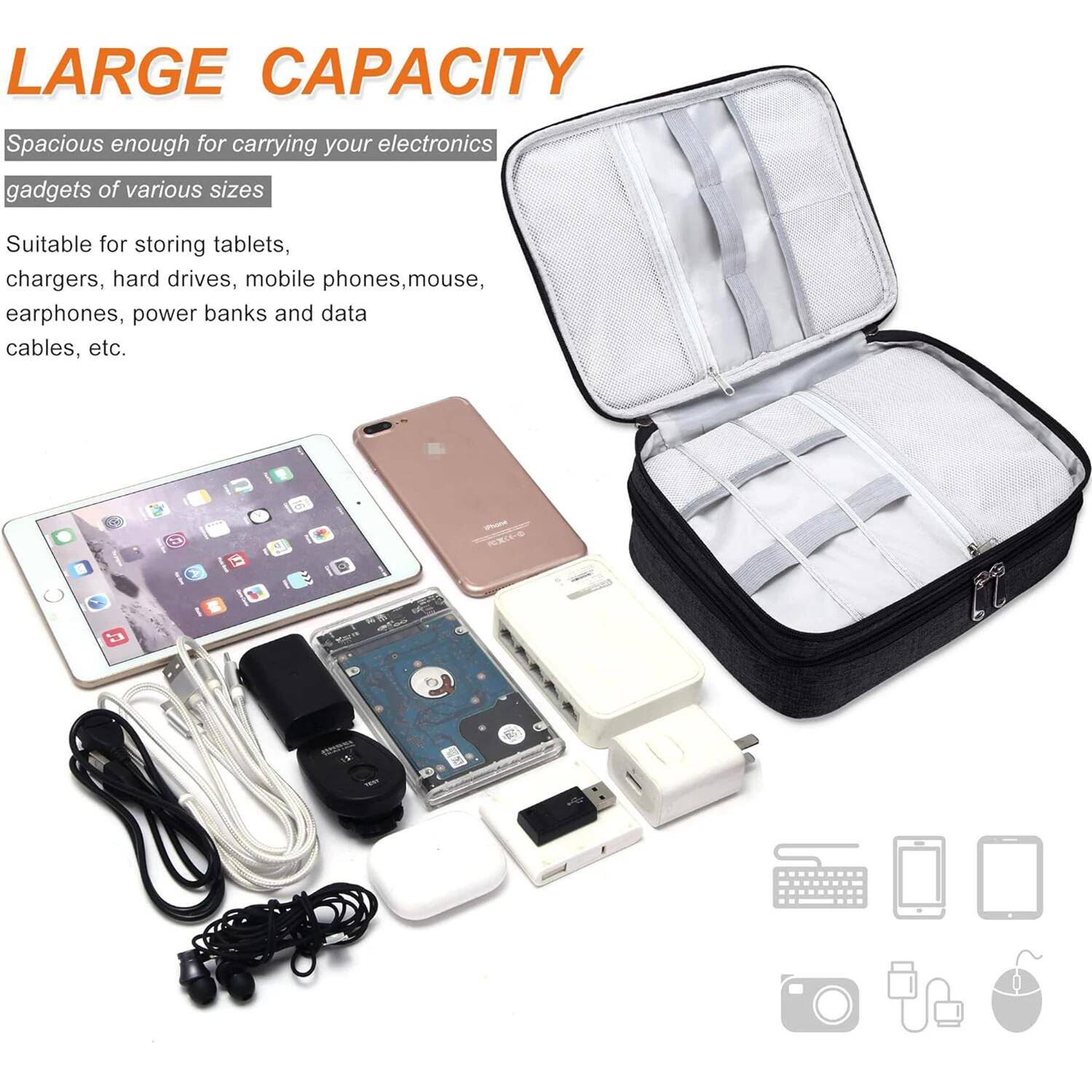 ポータブルデジタルストレージバッグ USB ガジェット防水ケ - Electronics Gadgets Bag のレビューと価格