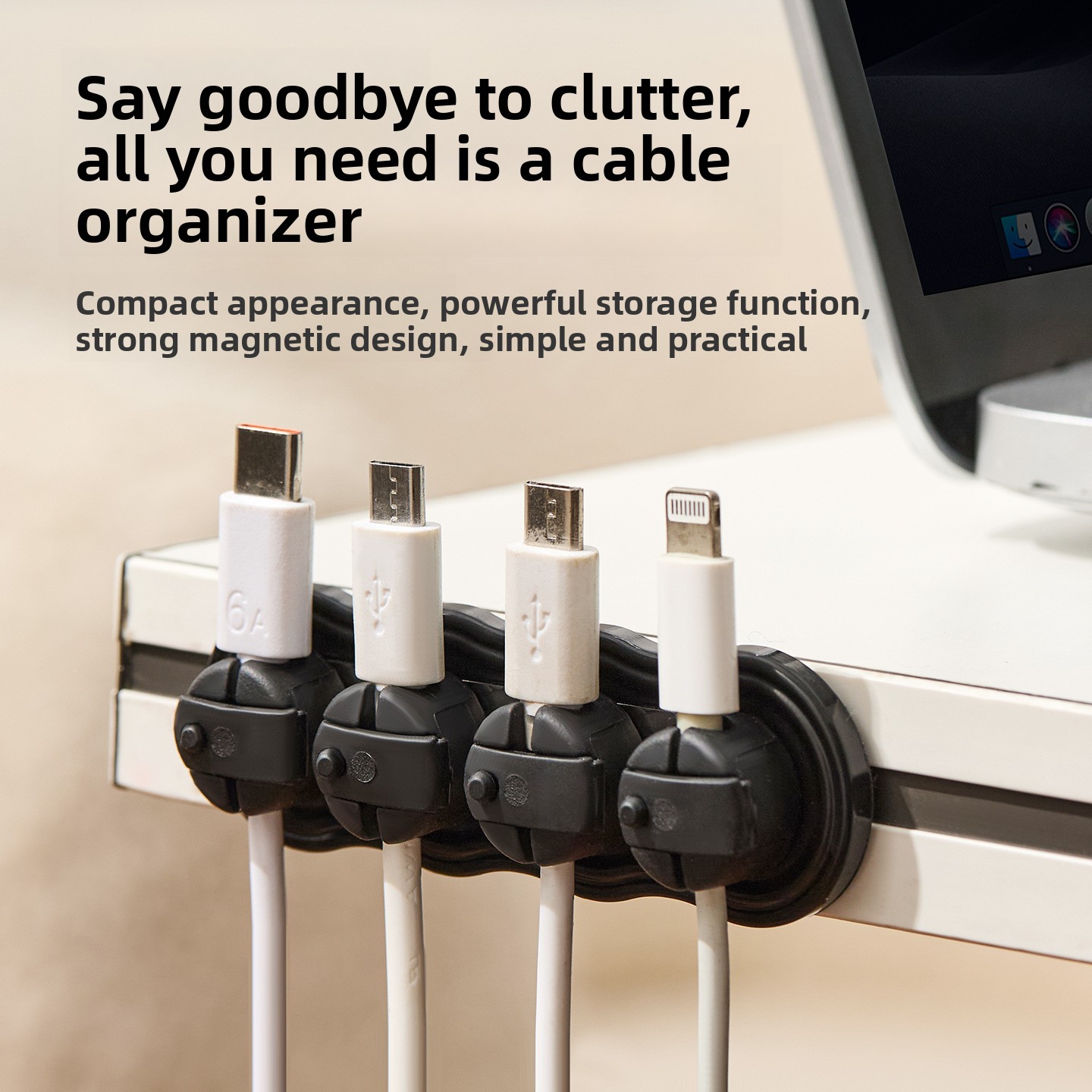 磁気式粘着ケーブルオーガナイザー ドリル不要コードホルダー  - Magnetic Charging Cable のレビューと価格