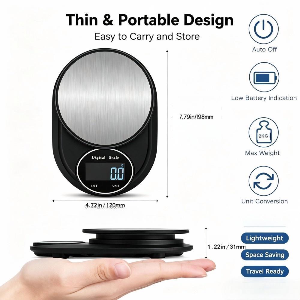 2KG 0.1g ミニポータブルデジタルキッチンスケール、丸 - Electronics & Gadgets Beginning With D のレビューと価格